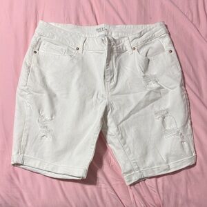 ME Makeover Essentials White Distressed Jean Shorts